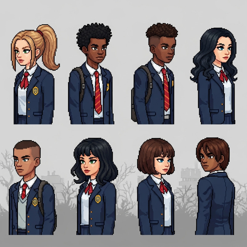 Pixel Art of High School Students in Apocalypse Setting Pixel Art of High School Students in Apocalypse Setting