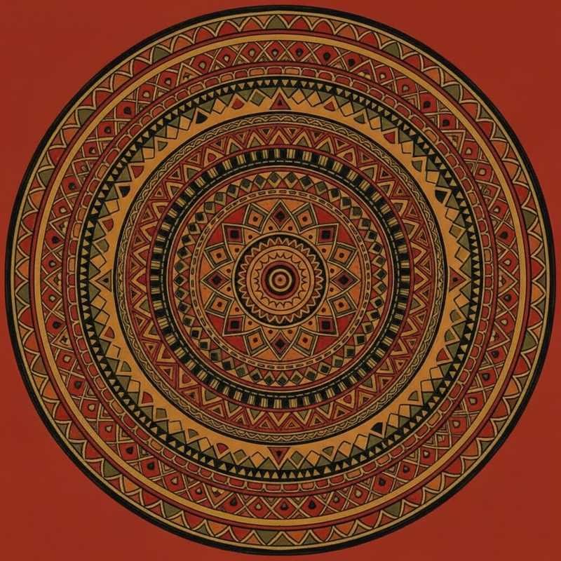 Mezen Style Round Pattern | Hand-Painted Ink Art Mezen Style Round Pattern | Hand-Painted Ink Art