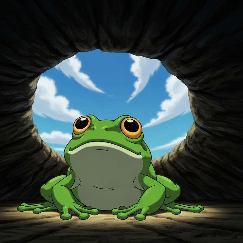 Adorable Frog Gazing at Sky in Whimsical Animation Adorable Frog Gazing at Sky in Whimsical Animation