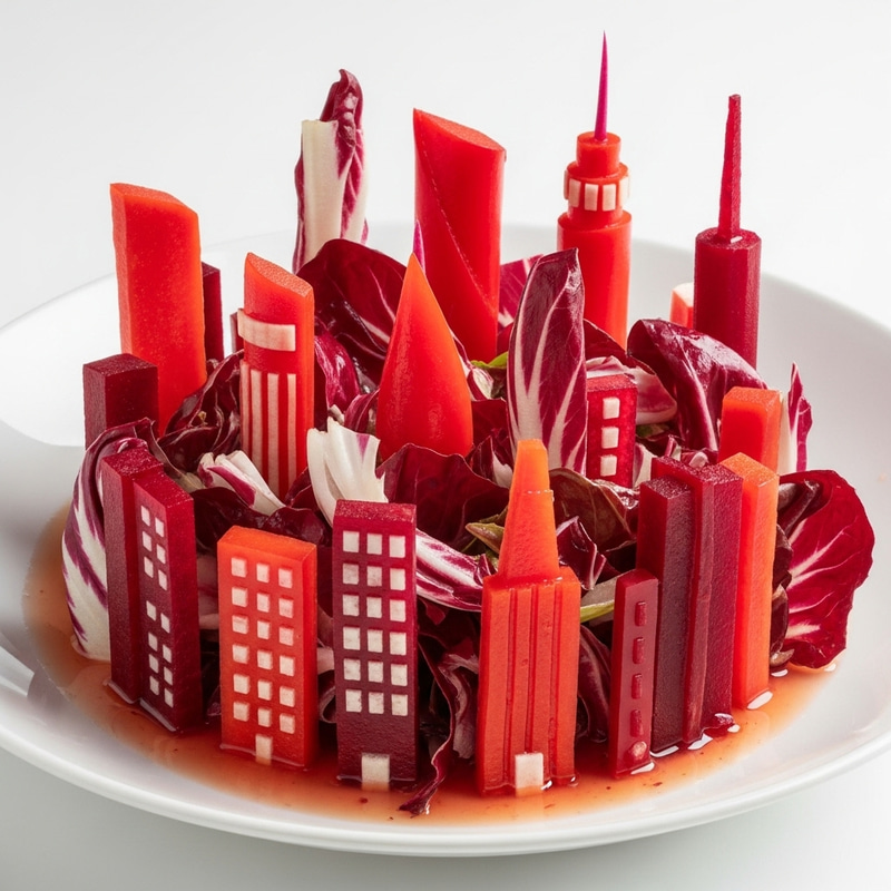 Red Salad with Mini Skyscrapers | Fresh and Vibrant Red Salad with Mini Skyscrapers | Fresh and Vibrant