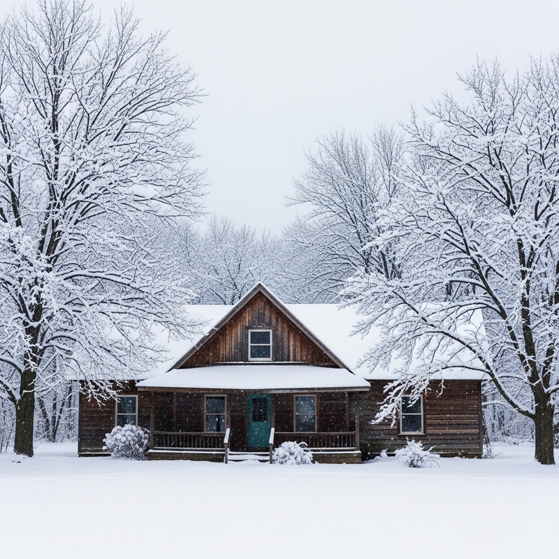 Snowy Winter Country House with Trees Snowy Winter Country House with Trees