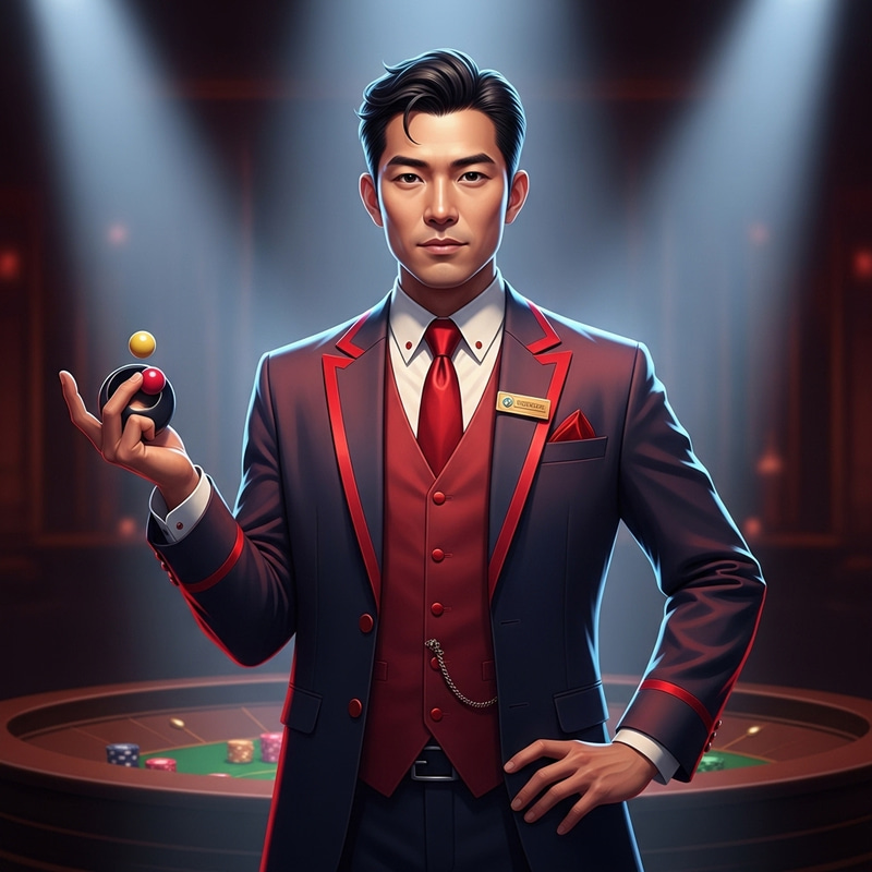 Confident Asian Casino Dealer Animation Character Confident Asian Casino Dealer Animation Character