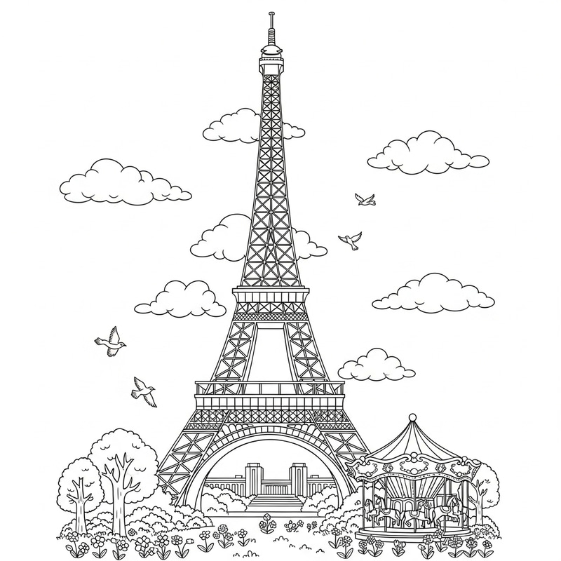 Eiffel Tower Coloring Page for Kids Eiffel Tower Coloring Page for Kids