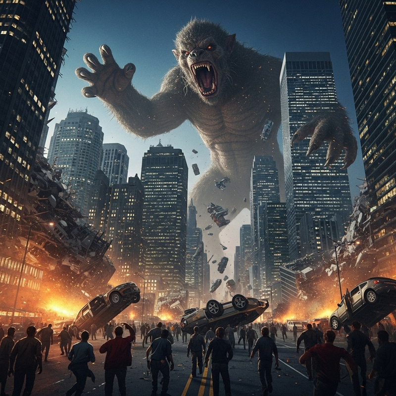 Monstrous Creature Rampages City - Terrifying Chaos Unleashed! Monstrous Creature Rampages City - Terrifying Chaos Unleashed!