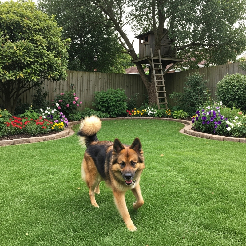 Adorable Dog Playing in Beautiful Garden