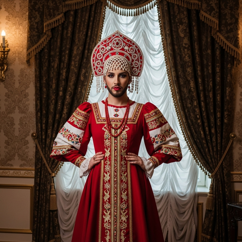 Russian Politician in Women's Traditional Dress Russian Politician in Women's Traditional Dress