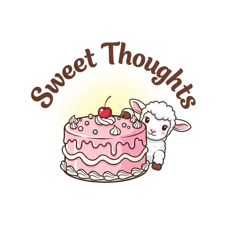 Sweet Thoughts Logo: Cake and Lamb Design Sweet Thoughts Logo: Cake and Lamb Design