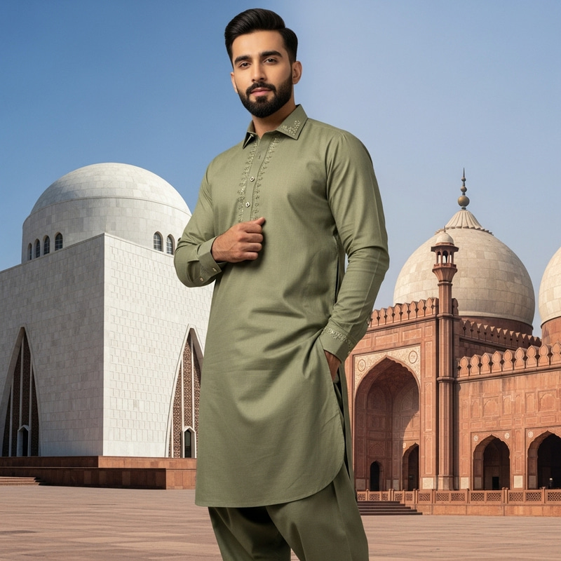 Pakistani Man in Traditional Clothing at Iconic Pakistani Landmarks Pakistani Man in Traditional Clothing at Iconic Pakistani Landmarks