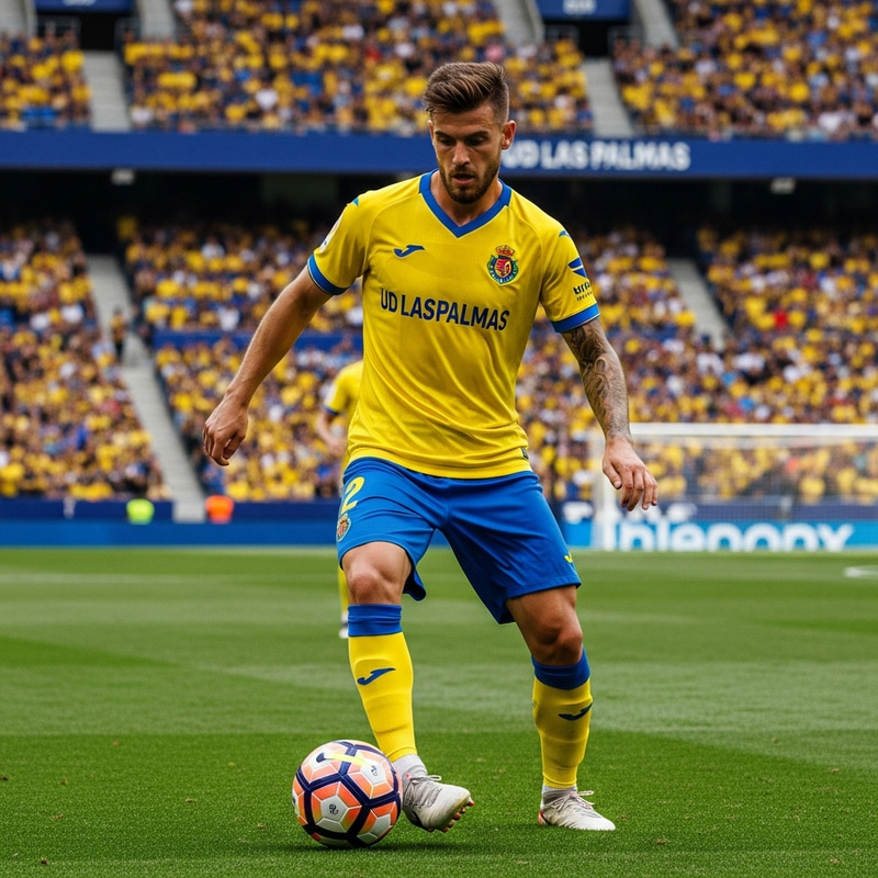 Soccer Player in UD Las Palmas Jersey | Skillful Dribbling Soccer Player in UD Las Palmas Jersey | Skillful Dribbling