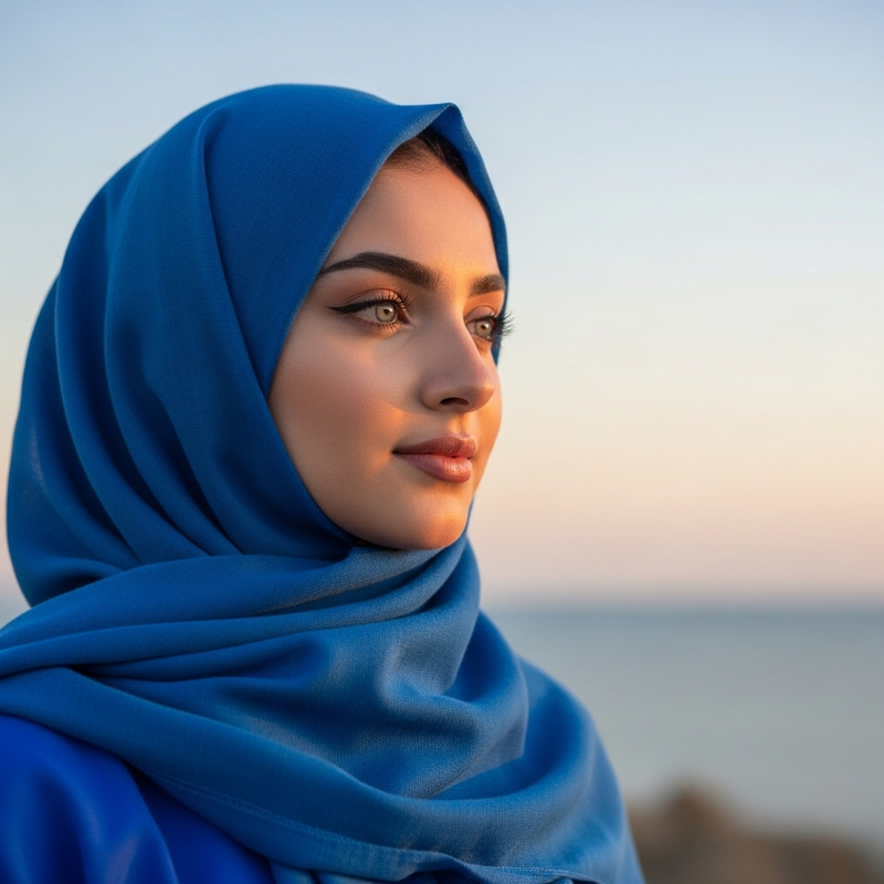 Blue-Eyed Hijabi Beauty | Sunset Portrait Photography