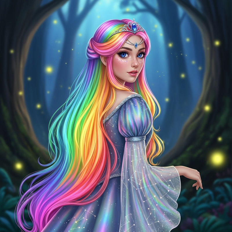 Princess Arella: Ethereal Beauty with Rainbow Hair Princess Arella: Ethereal Beauty with Rainbow Hair