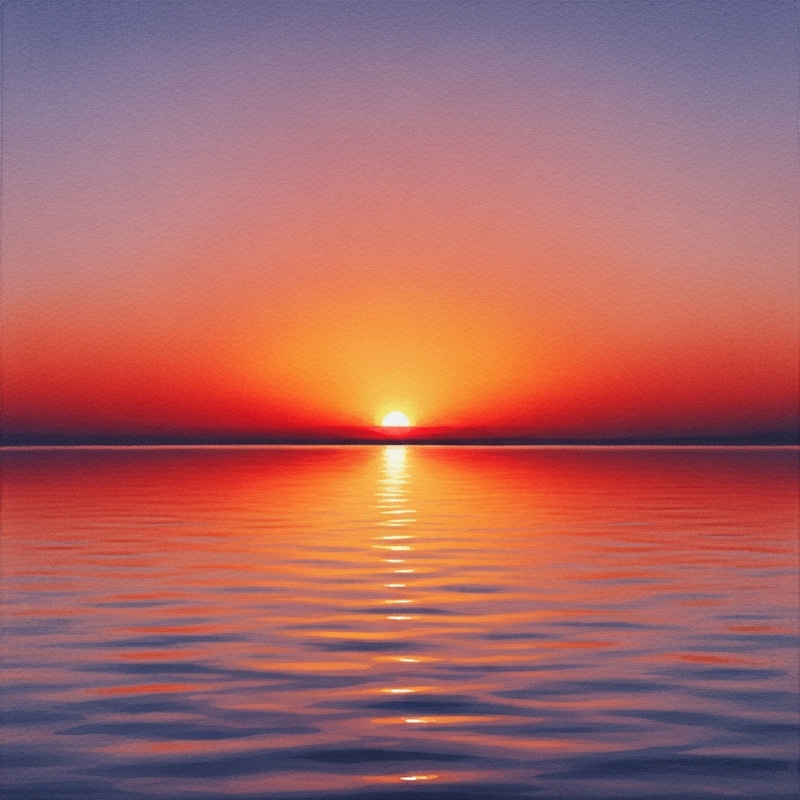 Serene Watercolor Sunset Painting Serene Watercolor Sunset Painting