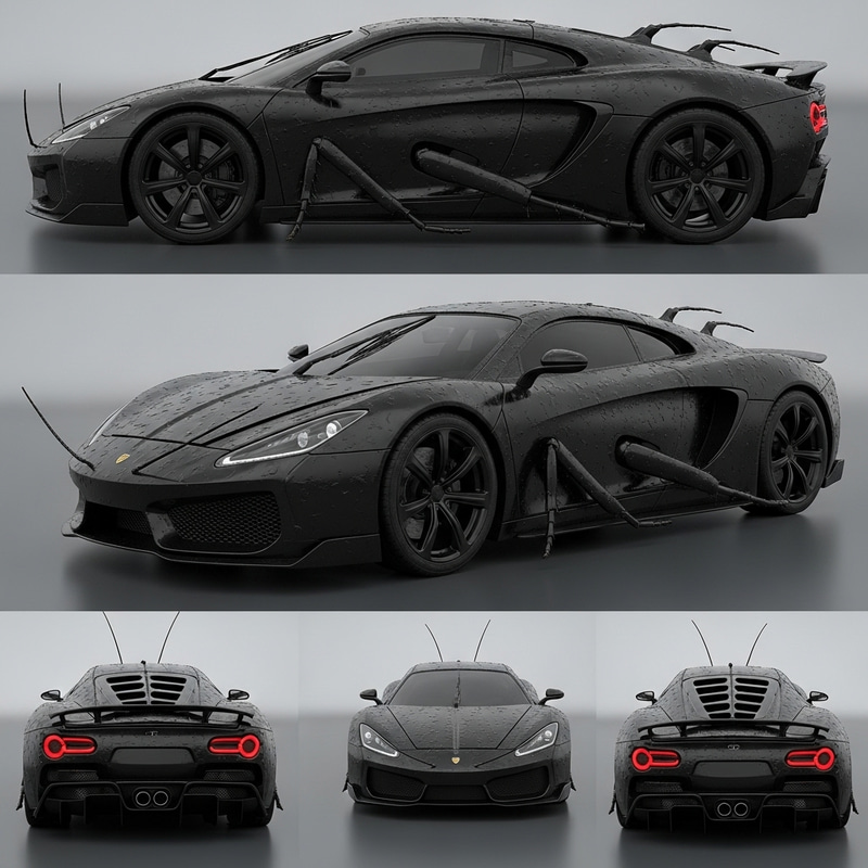 Cockroach-Inspired Black Sports Car: A Unique Fusion Cockroach-Inspired Black Sports Car: A Unique Fusion