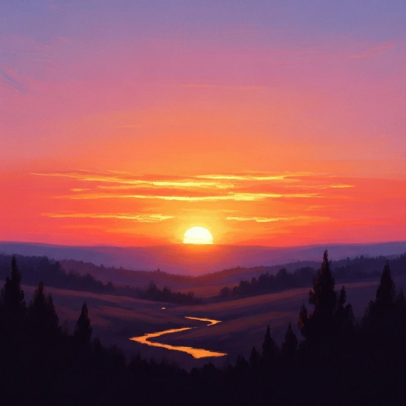 Impressionist Sunset: Captivating Sky Tapestry