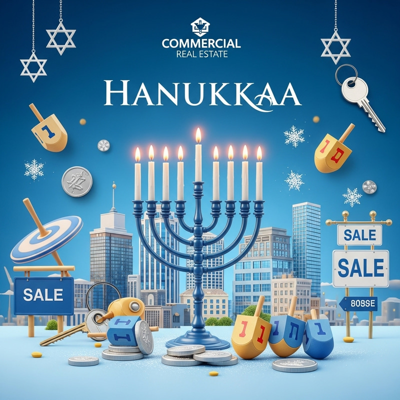 Symbolic Hanukkah Celebration in Commercial Real Estate Marketing Image Symbolic Hanukkah Celebration in Commercial Real Estate Marketing Image