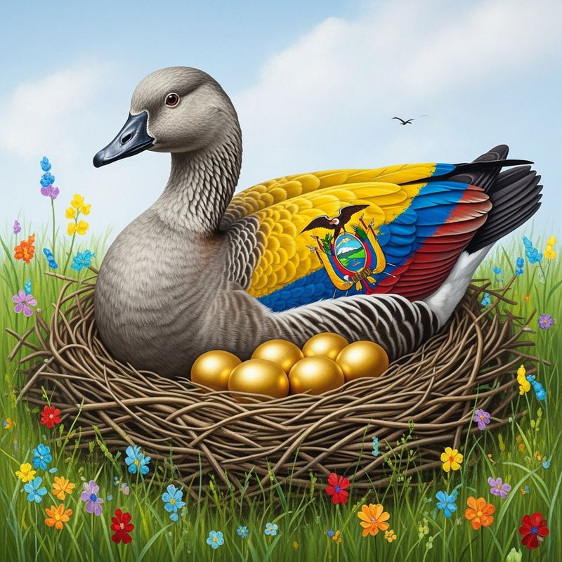 Majestic Smoke Grey Feathered Golden Goose in Enchanting Meadow