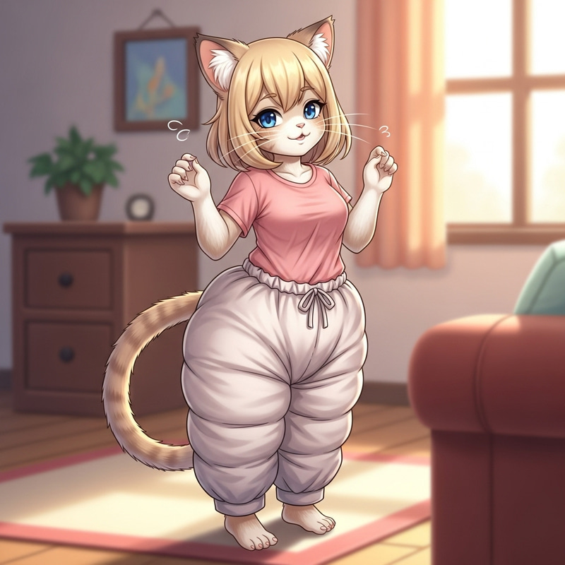 Blonde Catgirl in Thick Diaper and Pink Shirt Blonde Catgirl in Thick Diaper and Pink Shirt