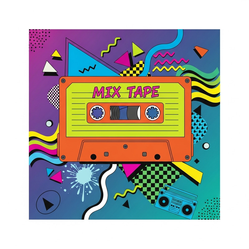 90s Retro Cassette Tape Poster Art