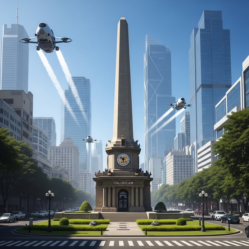 Caloocan Monument in Historic & Futuristic Cityscape Caloocan Monument in Historic & Futuristic Cityscape