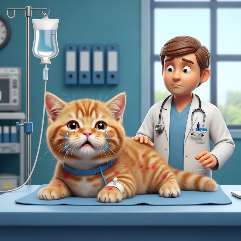 Scottish Cat Allergic Reaction at Veterinary Hospital Scottish Cat Allergic Reaction at Veterinary Hospital