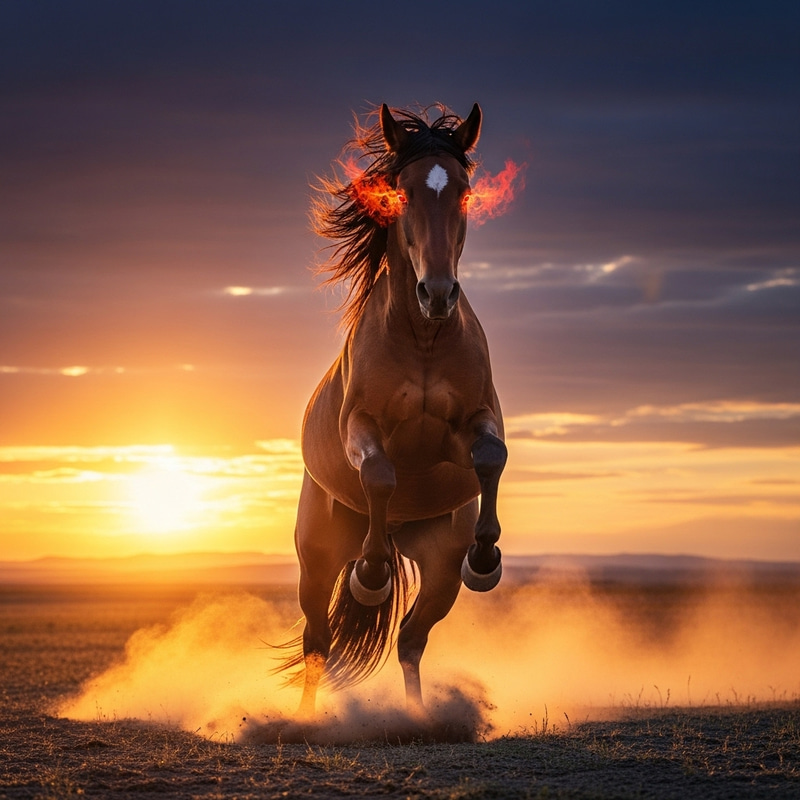 Majestic Crazy Horse Running in the Sunset Majestic Crazy Horse Running in the Sunset