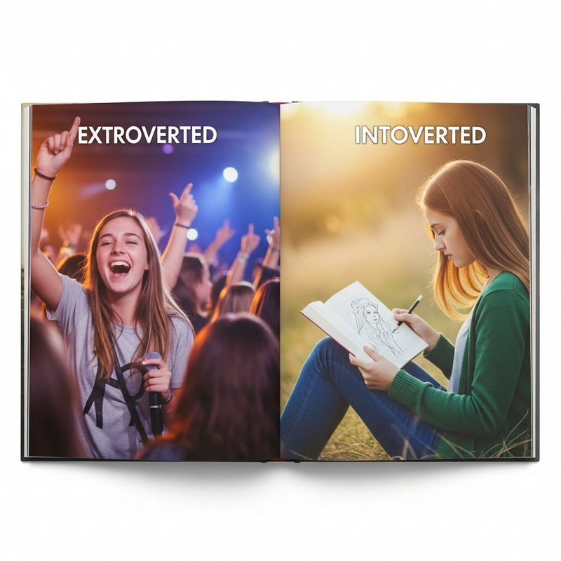 Teenage Girl's Dual Personality: Extrovert vs Introvert Teenage Girl's Dual Personality: Extrovert vs Introvert