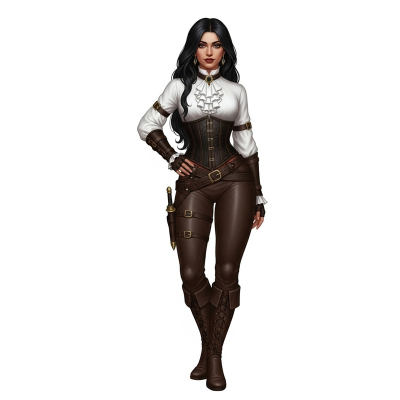 Elegant Middle-Eastern Female Vampire Hunter in High Fantasy Setting Elegant Middle-Eastern Female Vampire Hunter in High Fantasy Setting