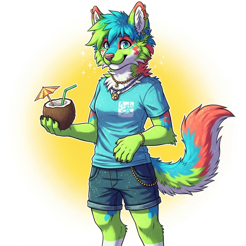 Vibrant Tropical Sparkledogs Furry Art | Imaginative Illustration Vibrant Tropical Sparkledogs Furry Art | Imaginative Illustration