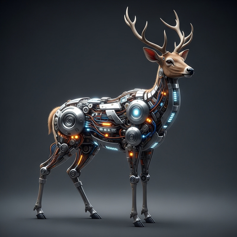 Realistic Machine-Deer Fusion | Unique Hybrid Art