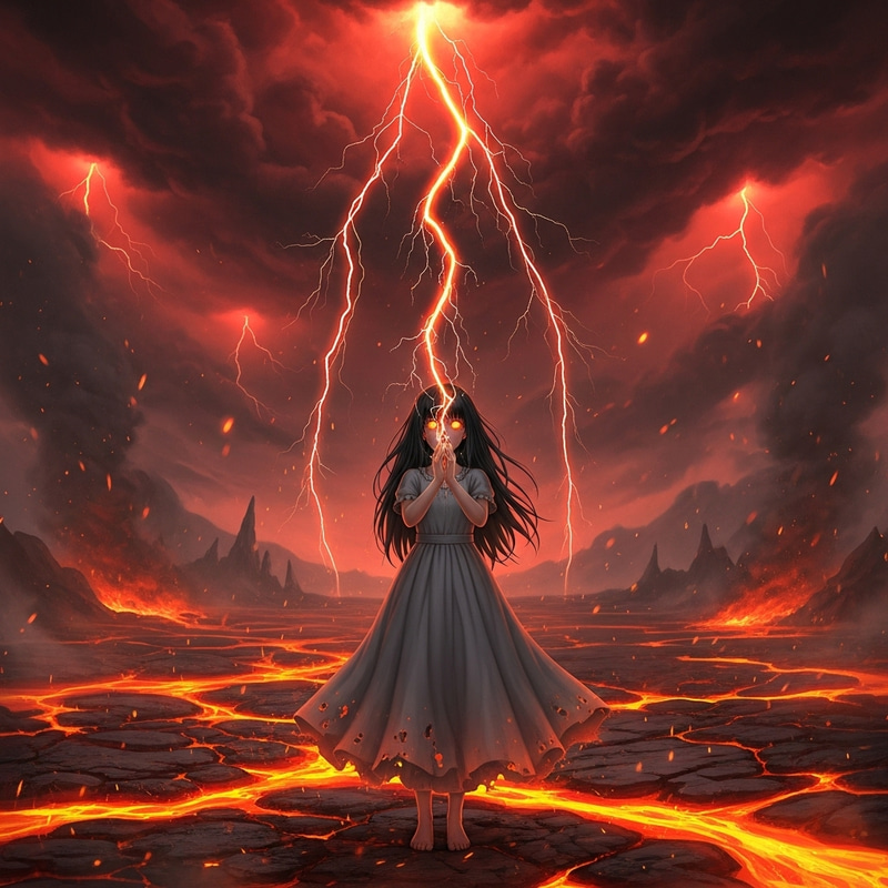Summon Sparkling Lightning in Hell - Enchanting Girl in Grey Dress Summon Sparkling Lightning in Hell - Enchanting Girl in Grey Dress