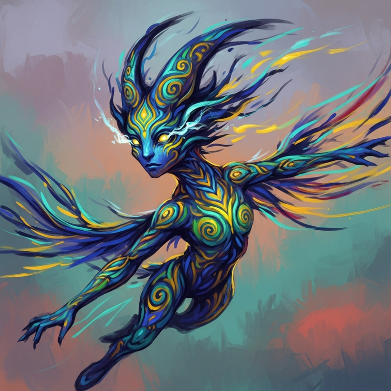 Impressionistic Mystical Creature: Intricate Patterns & Vibrant Colors