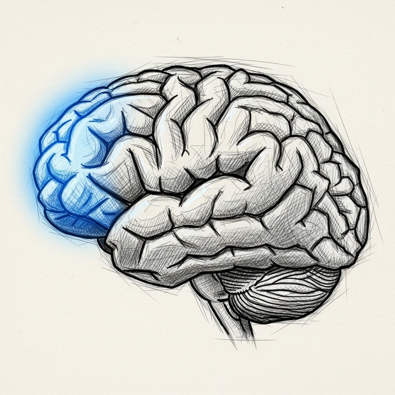 Digital Art of Brain Highlighting Prefrontal Cortex