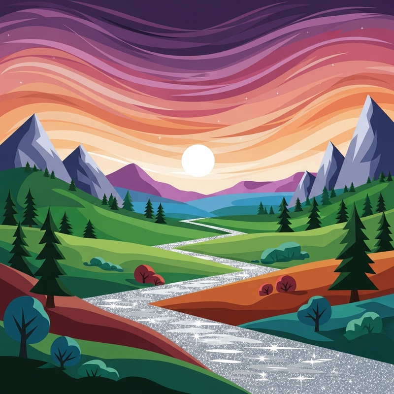 Vibrant Abstract Landscape Art | Inspirational Scene Vibrant Abstract Landscape Art | Inspirational Scene