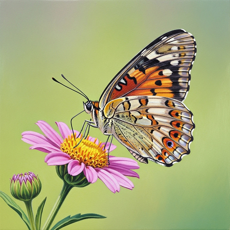 Vibrant Butterfly on Flower in Pastel Macro Photography Vibrant Butterfly on Flower in Pastel Macro Photography