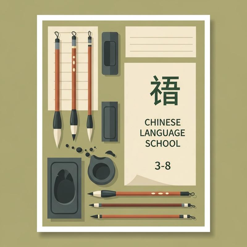 Chinese Writing Tools Poster | Vintage Style Design Chinese Writing Tools Poster | Vintage Style Design