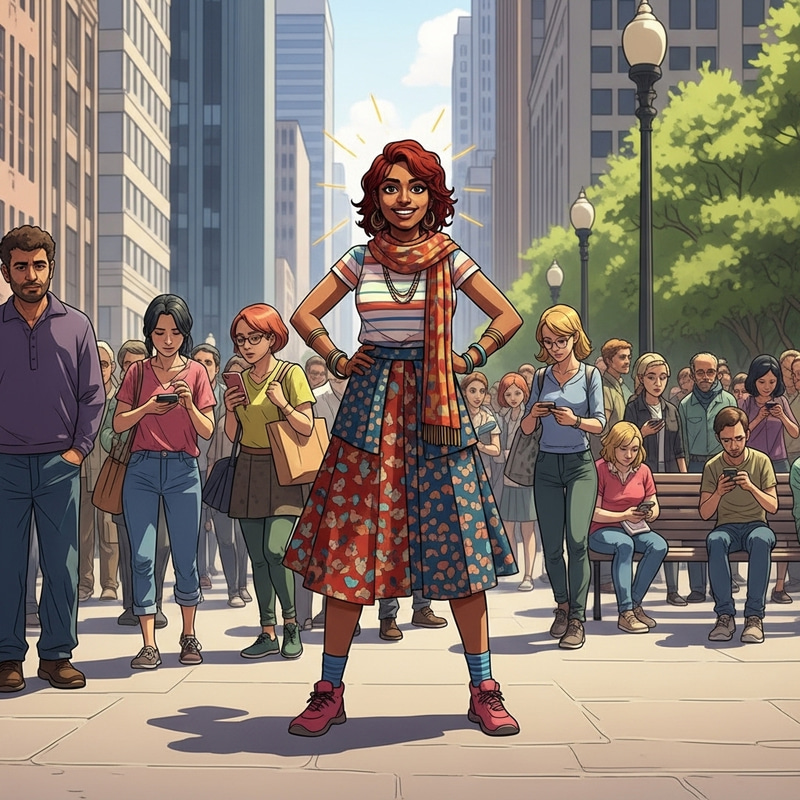 Stand Out of the Crowd with Vibrant South Asian Woman Stand Out of the Crowd with Vibrant South Asian Woman