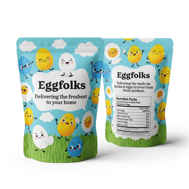 Eggfolks Pillow Pouch Packaging Design | Farm Fresh Eggs