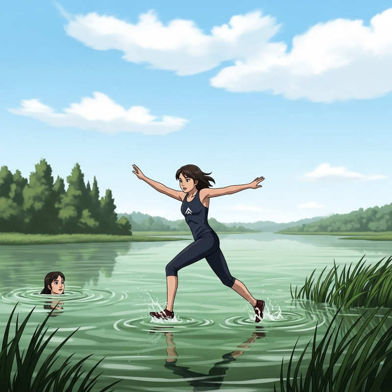 Young Brunette Girl Escaping Green Swamp | Adventure Escape Story Young Brunette Girl Escaping Green Swamp | Adventure Escape Story