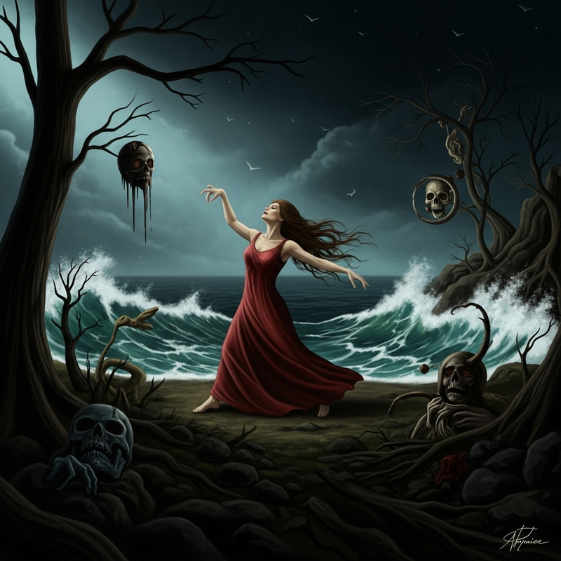 Dancing with Death: Surrealistic Haunting Digital Art