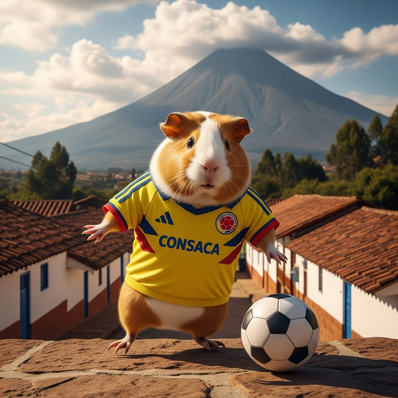 Guinea Pig in Colombian Soccer Jersey | Active Football Player