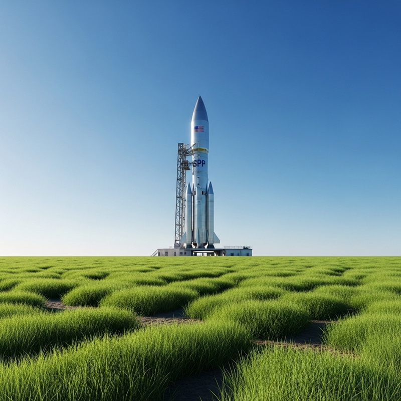 SPP Rocket Launch in Green Field | 4K Rocket Liftoff Image SPP Rocket Launch in Green Field | 4K Rocket Liftoff Image