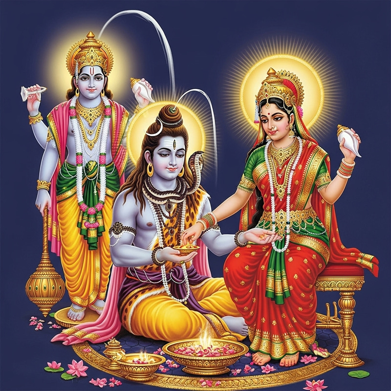 Lord Shiva Wedding with Parvati - Divine Scene with Lord Vishnu Lord Shiva Wedding with Parvati - Divine Scene with Lord Vishnu