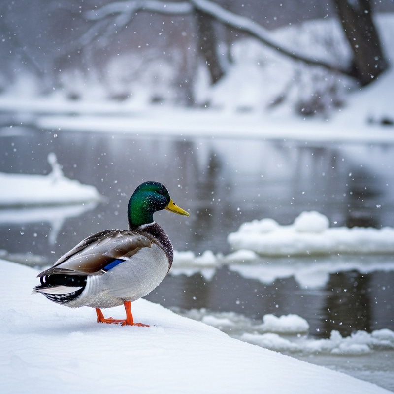 Winter Duck in Snowy Setting Winter Duck in Snowy Setting