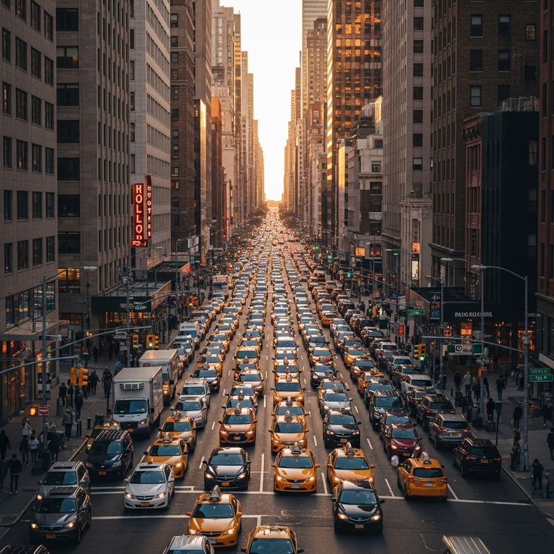 Urban Traffic Scene in City with Abundant Cars Urban Traffic Scene in City with Abundant Cars