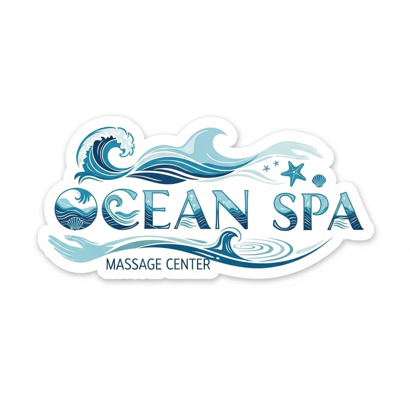 Ocean Spa Sticker: Serenity Inspired by Sea Waves Ocean Spa Sticker: Serenity Inspired by Sea Waves