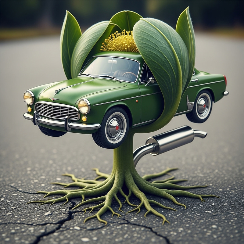 Realistic Flower Bud Shaped Like an Automobile