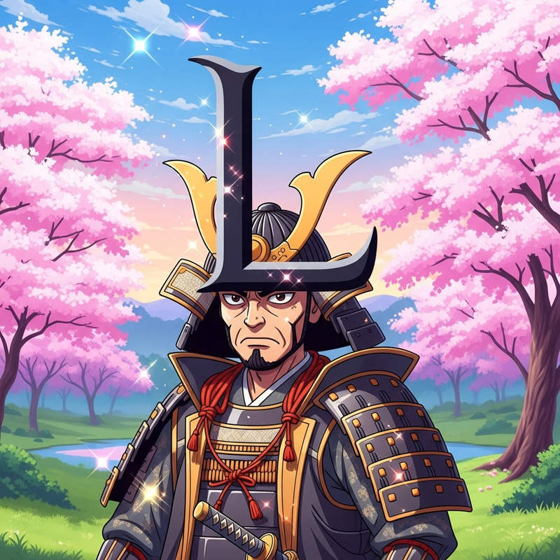 Anime Samurai with Uniquely Shaped 'L' Head