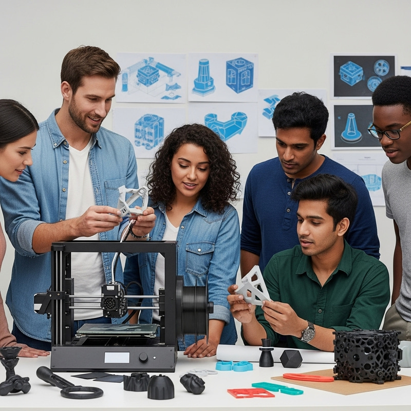 Happy People with 3D Printer | Tech Enthusiasts Excited