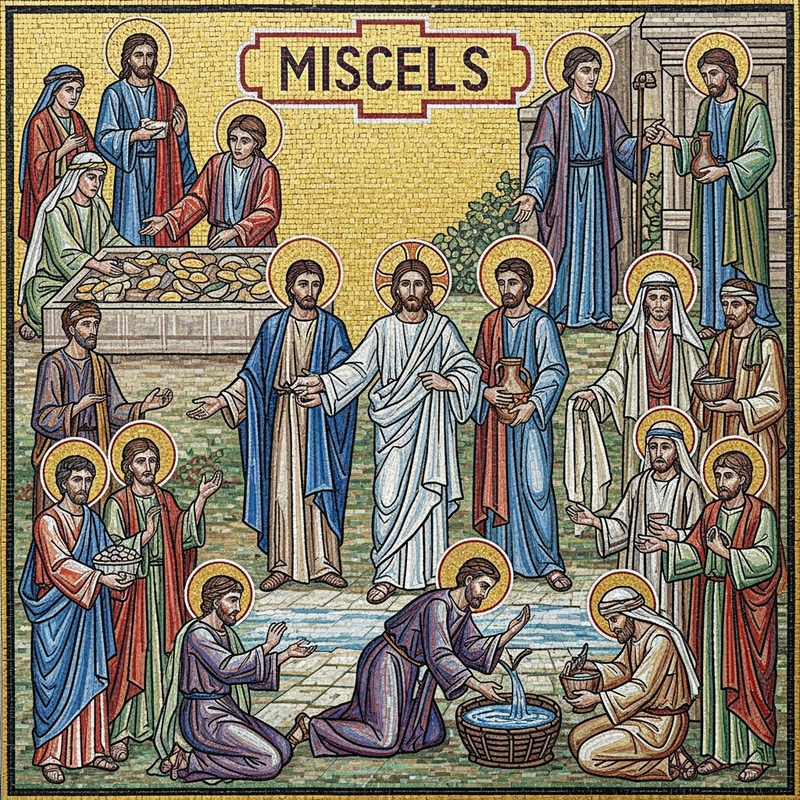 Diverse Jesus Miracles Mosaic Art: Key Episodes Depicted