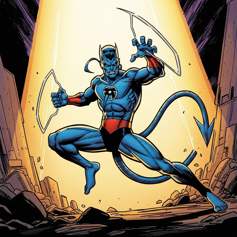 Action-Packed Nightcrawler Comic Art in Vibrant Colors